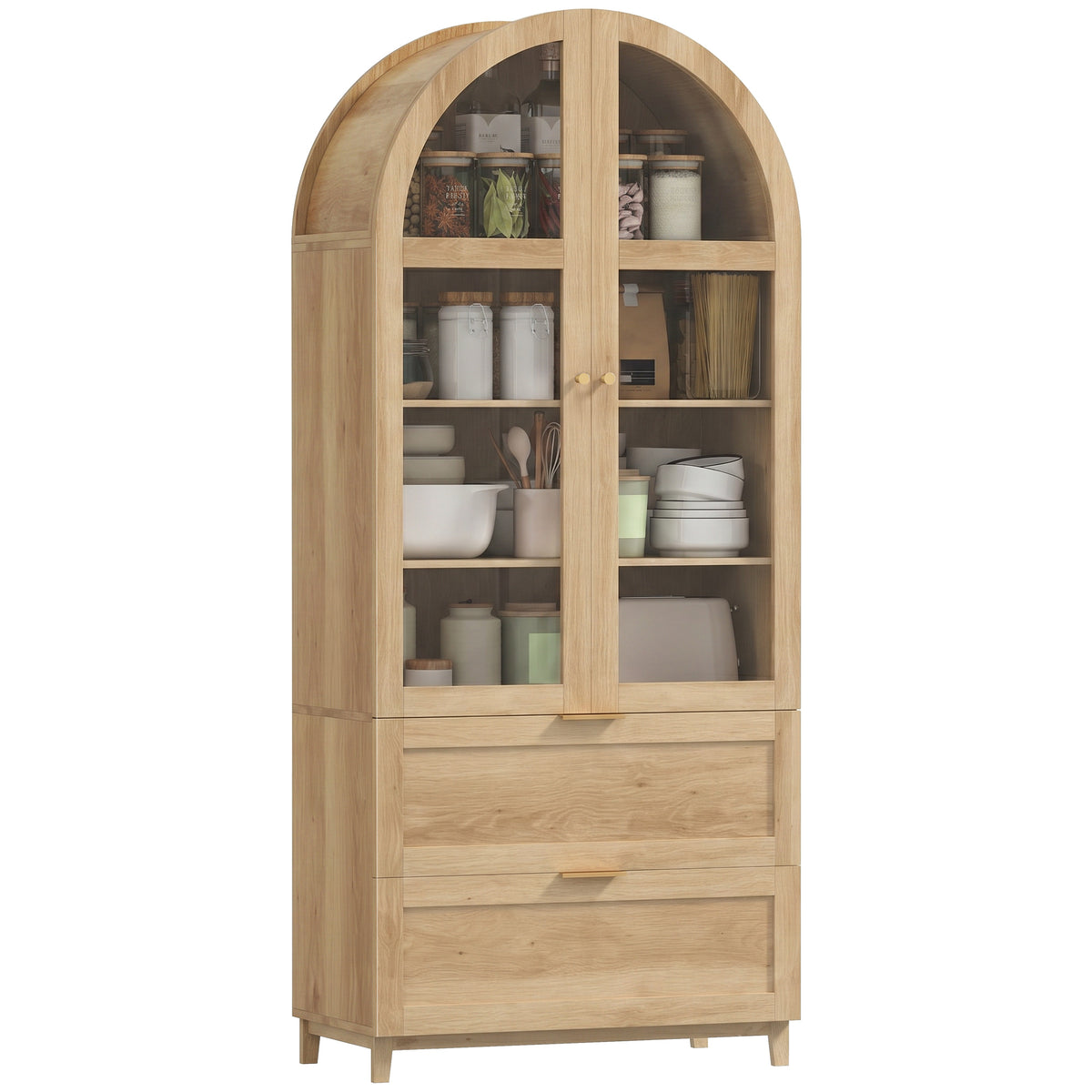 Farmhouse Kitchen Storage Cabinet with 2 Drawers – 31"W x 71"H