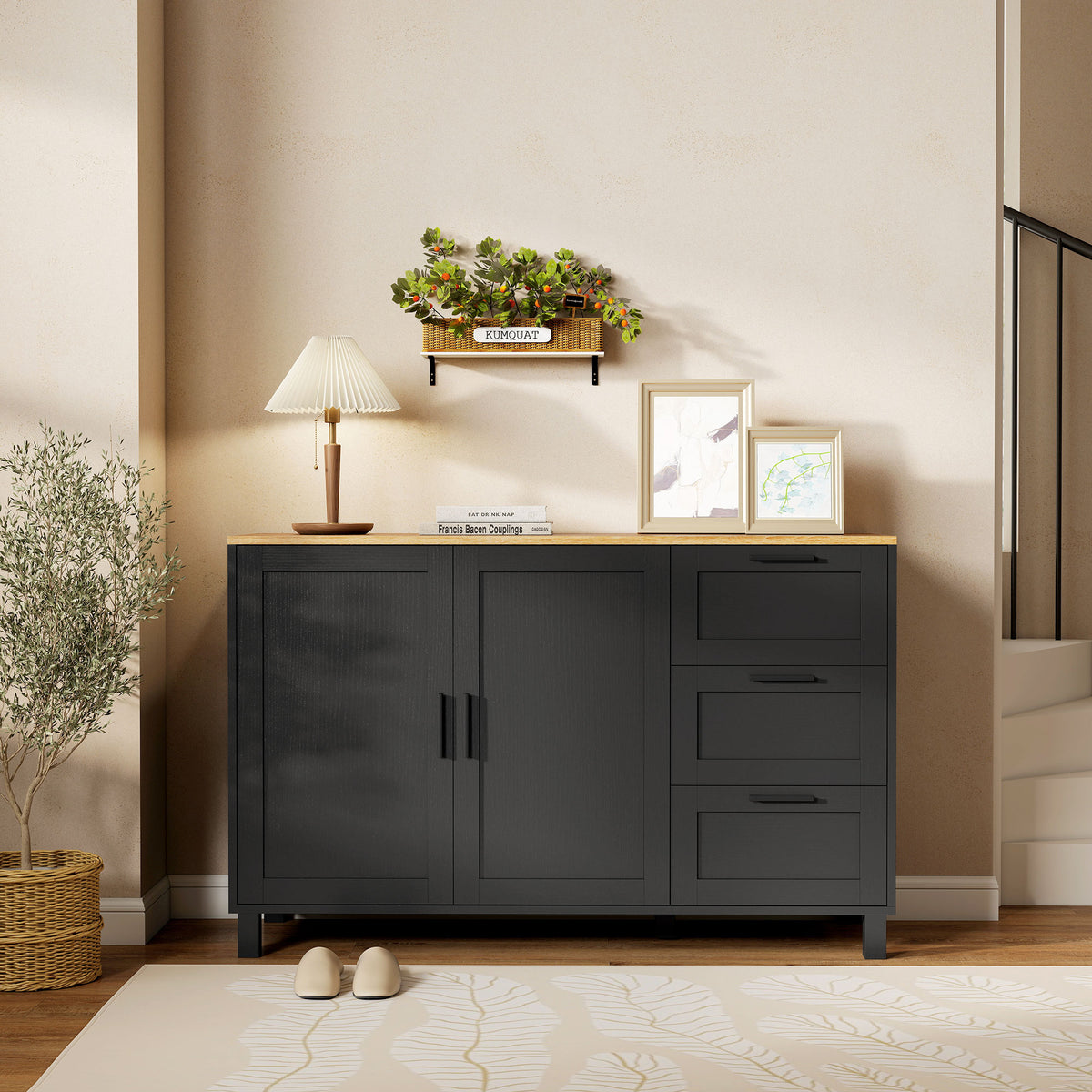 Buffet Cabinet with 3 Drawers and Soft-Close Doors – 47"W x 30"H
