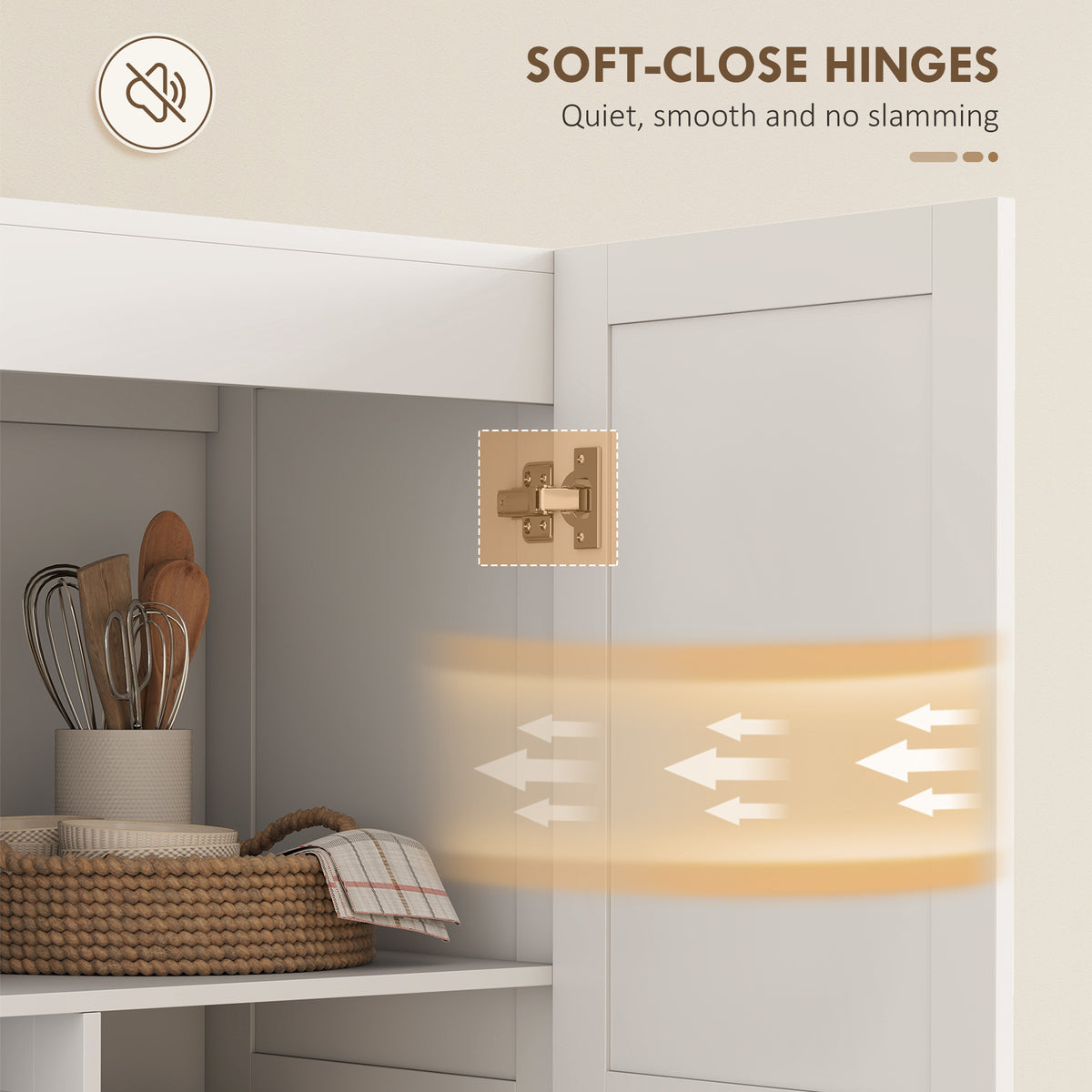 Kitchen Pantry Storage Cabinet with Soft-Close Hinges – 30"W x 71"H
