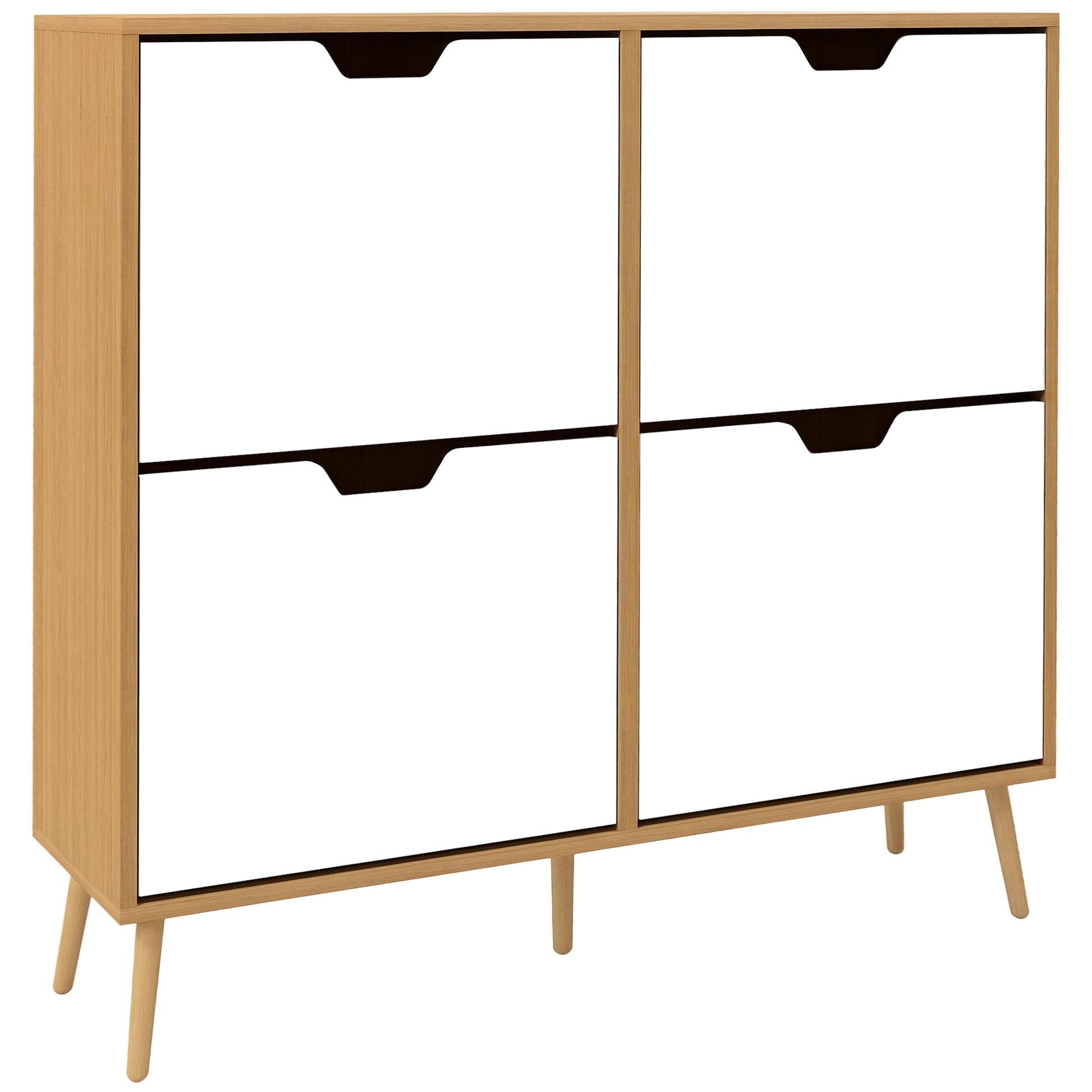 HOMCOM Modern Shoe Cabinet with 4 Flip Drawers, Adjustable Shelf, 16-Pair Storage