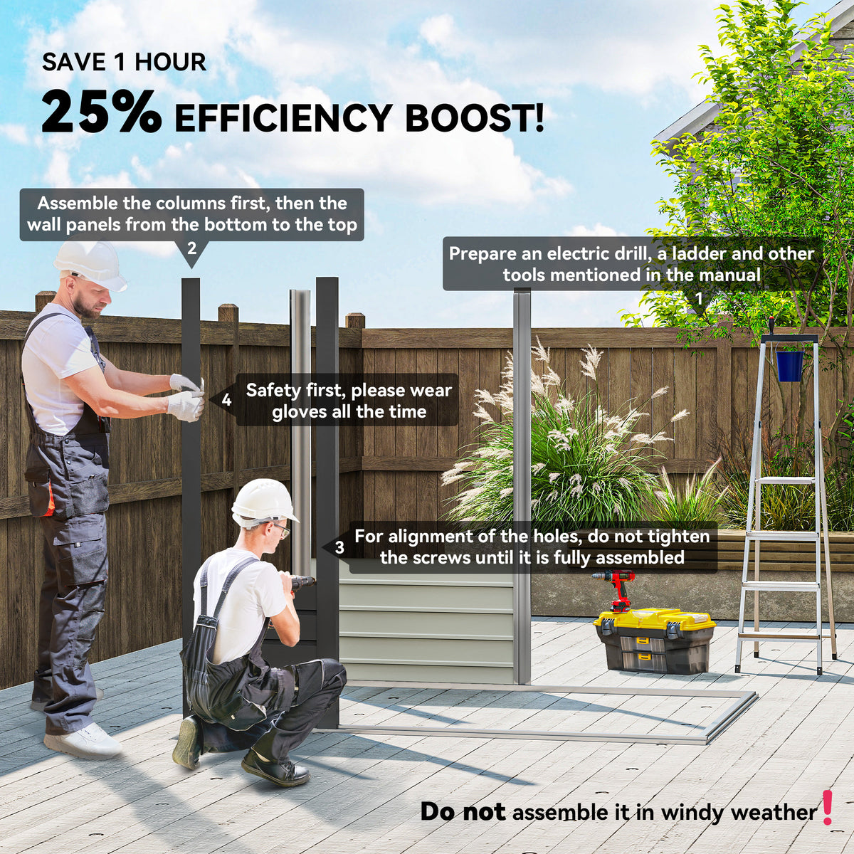 6 x 4FT Galvanized Garden Storage Shed, Metal Outdoor Shed with Double Doors and 2 Vents – Grey