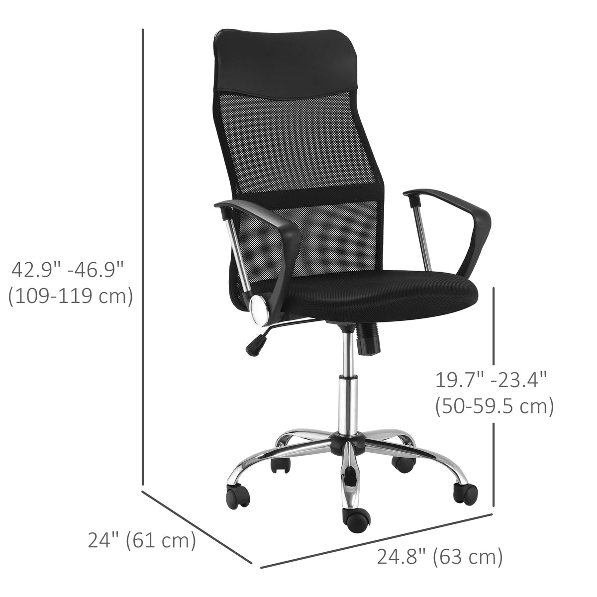 Ergonomic Mesh Office Chair, High Back Computer Desk Chair with Adjustable Height, Black