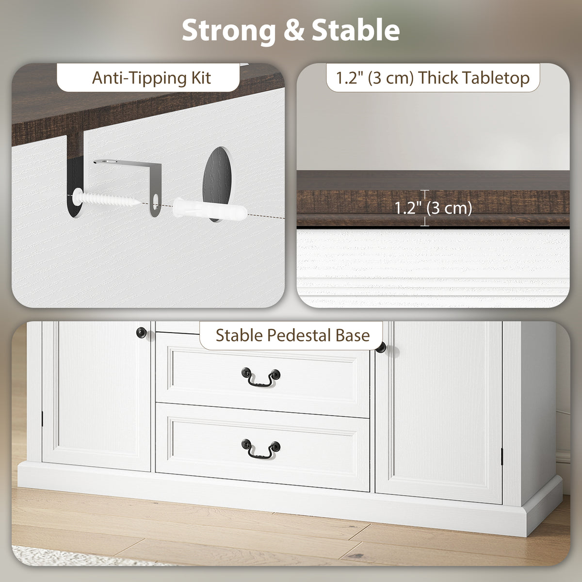 Farmhouse Sideboard with Charging Station – 58"W x 34"H
