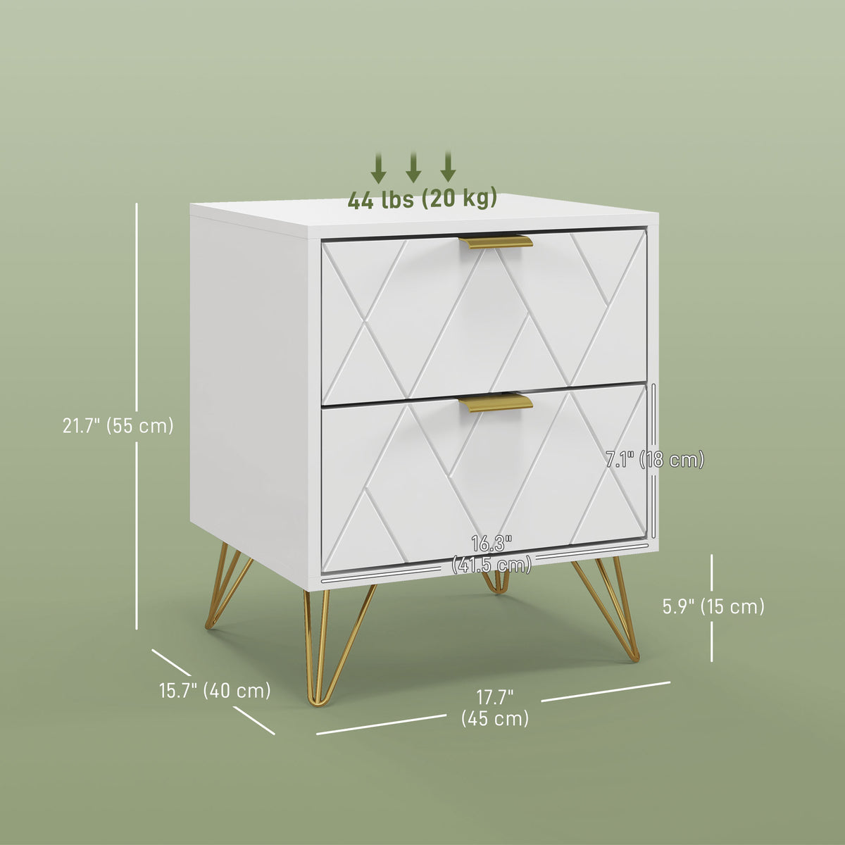 Accent Nightstand with 2 Drawers – 18"W x 22"H