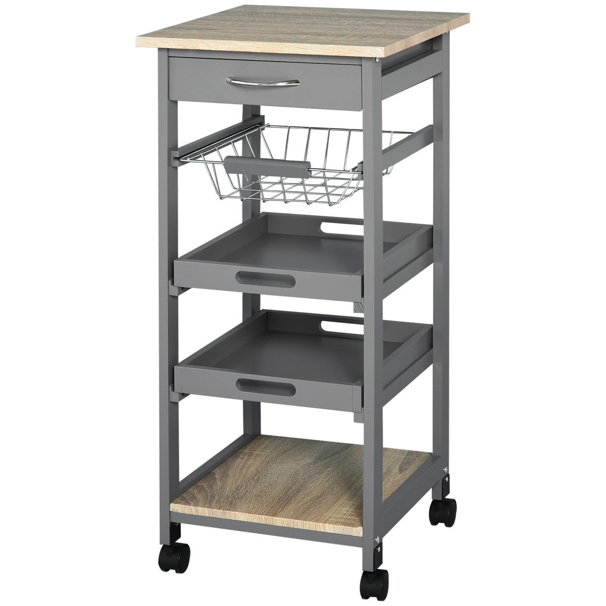 Rolling Kitchen Island Cart with Drawer – 15"W x 32"H