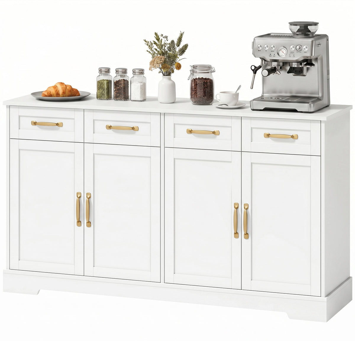Modern Farmhouse Kitchen Storage Cabinet with 4 Drawers – 55"W x 31"H