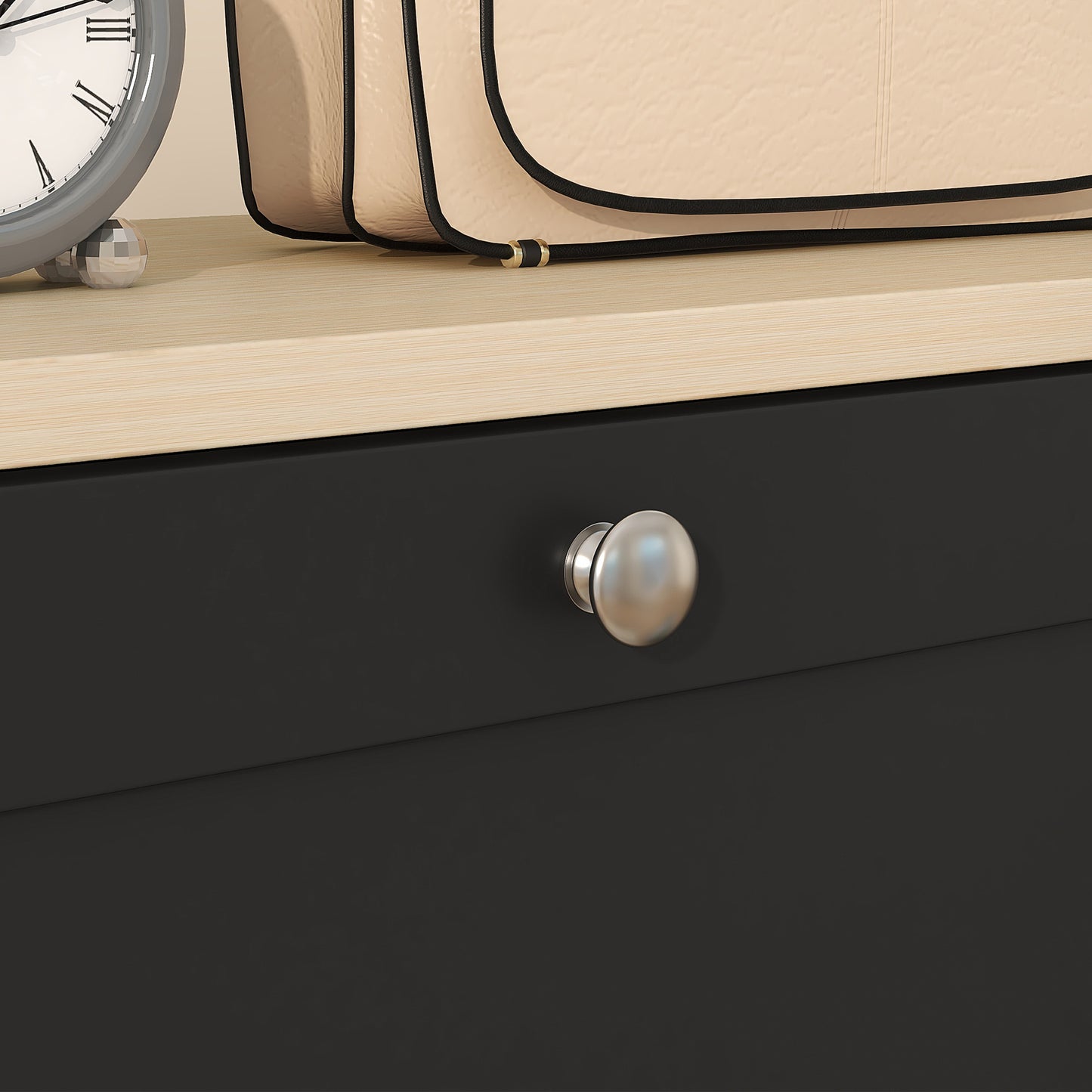 Modern Black Shoe Cabinet: 3 Flip Drawers, Adjustable Storage for 18 Pairs