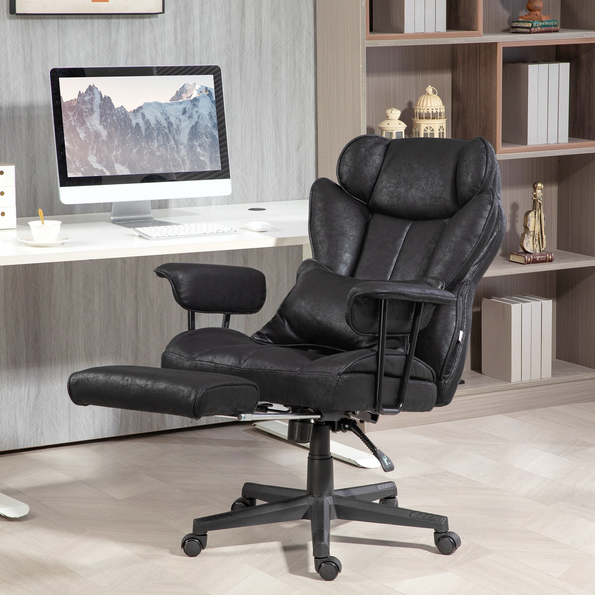HOMCOM Executive High Back Office Chair with Footrest, 180kg Capacity, Lumbar Support
