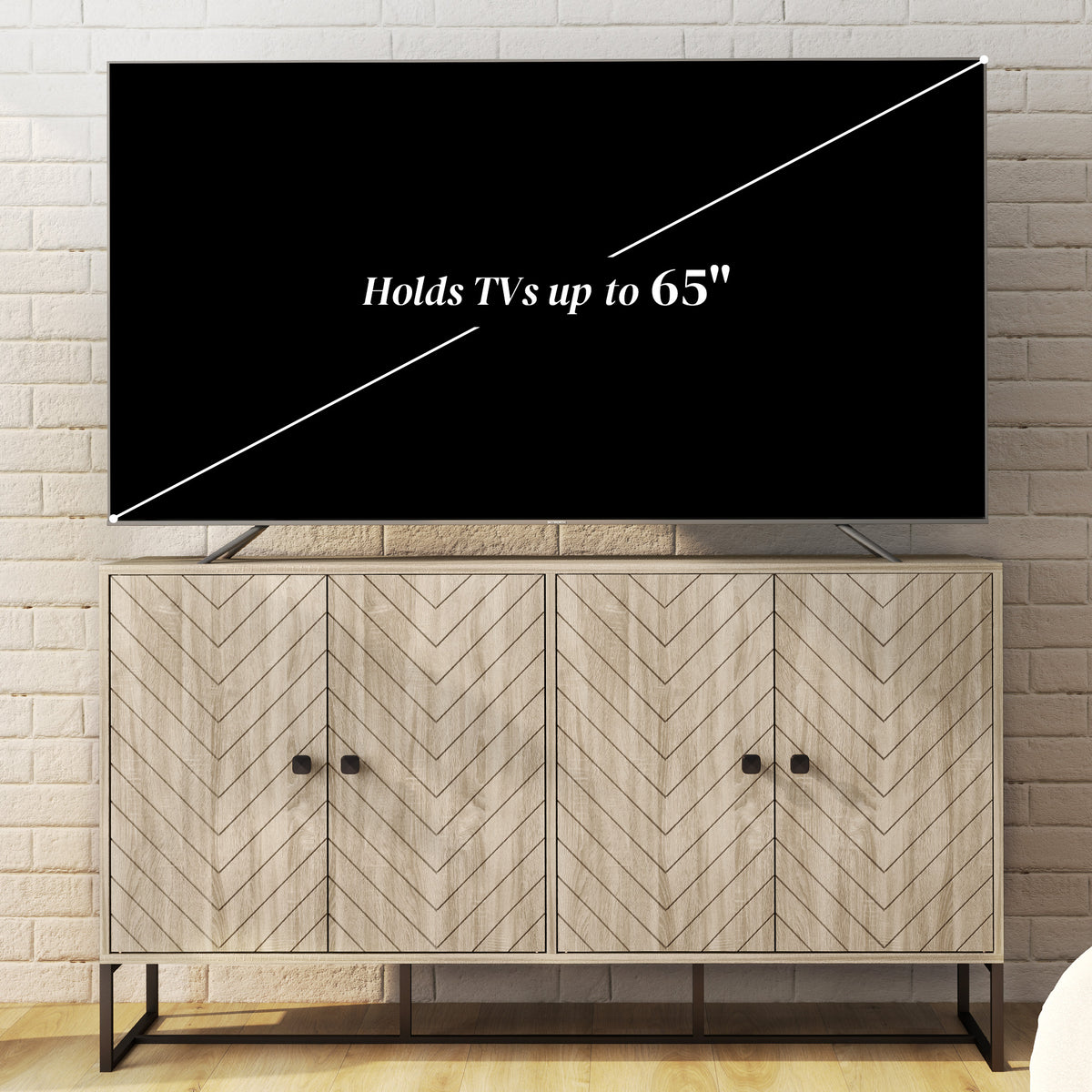 55" Sideboard Buffet with Chevron Doors
