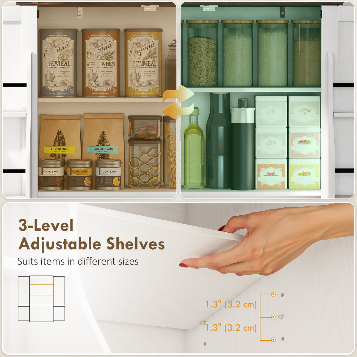 Kitchen Storage Cabinet with Adjustable Shelves – 30"W x 54"H