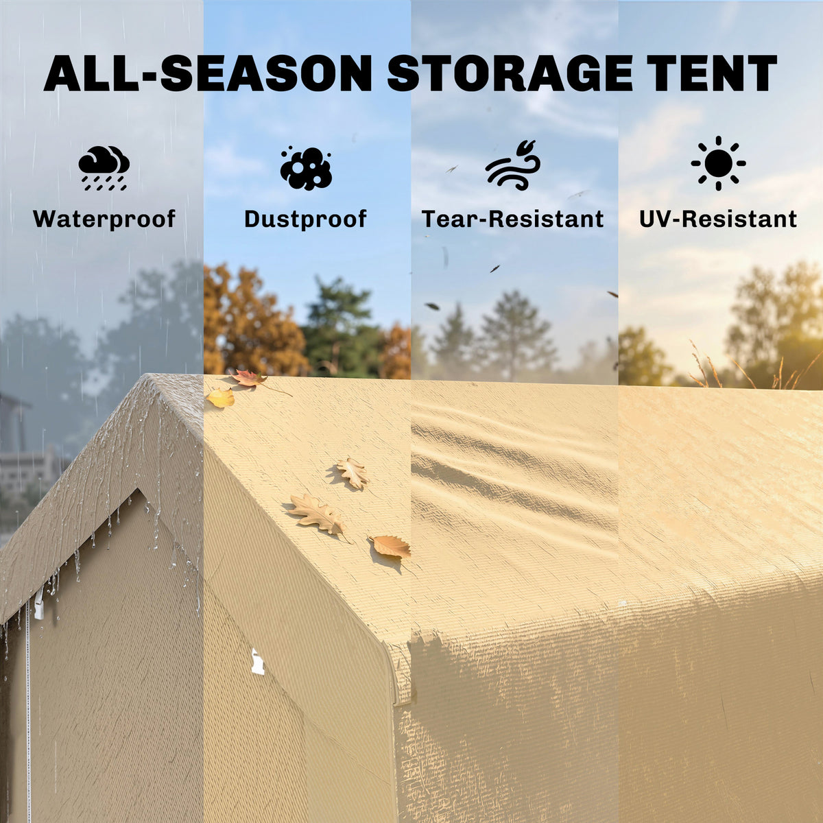 7' x 12' Outdoor Storage Shed Portable Garage with Roll-up Door for Motorcycle, Bike, Garden Tools