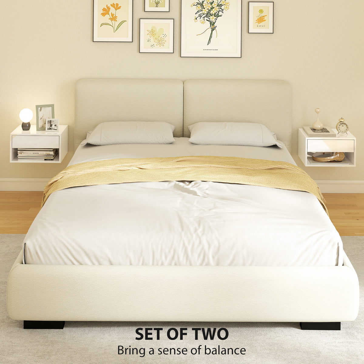 High Gloss Floating Nightstands, Set of 2 – 15"W x 8"H