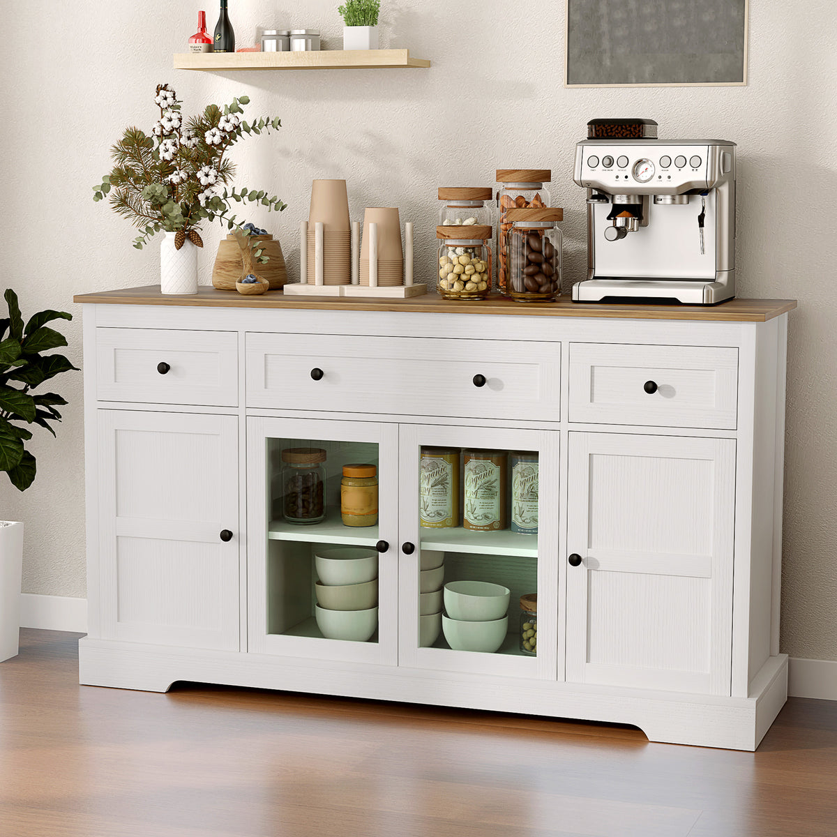 Sideboard Buffet Cabinet with Storage – 55"W x 32"H