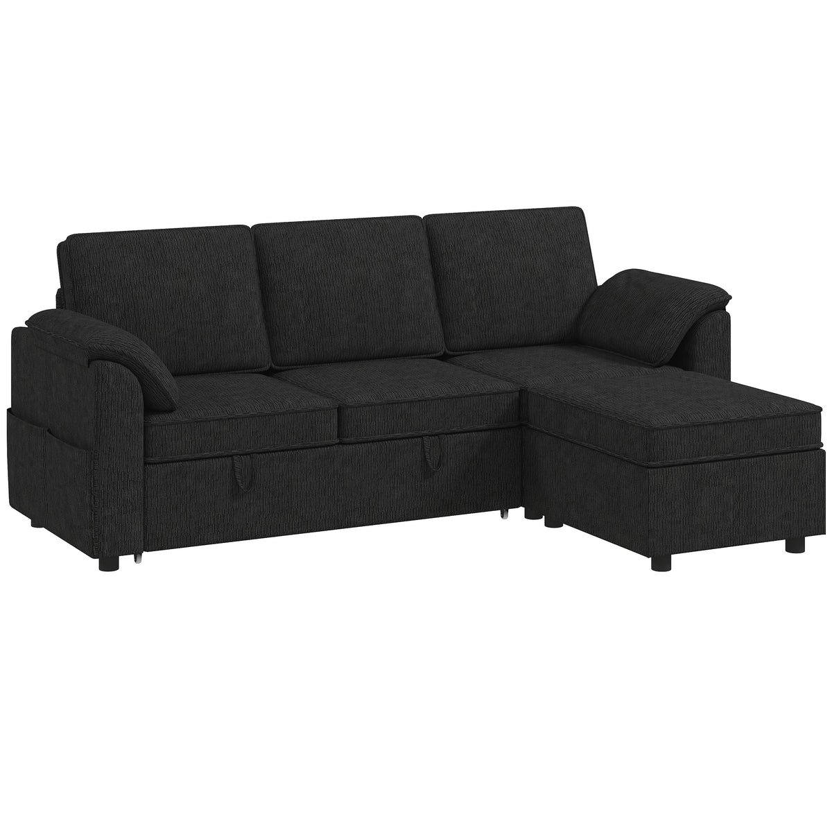 Reversible Pull-Out Sleeper Sectional with Storage Ottoman