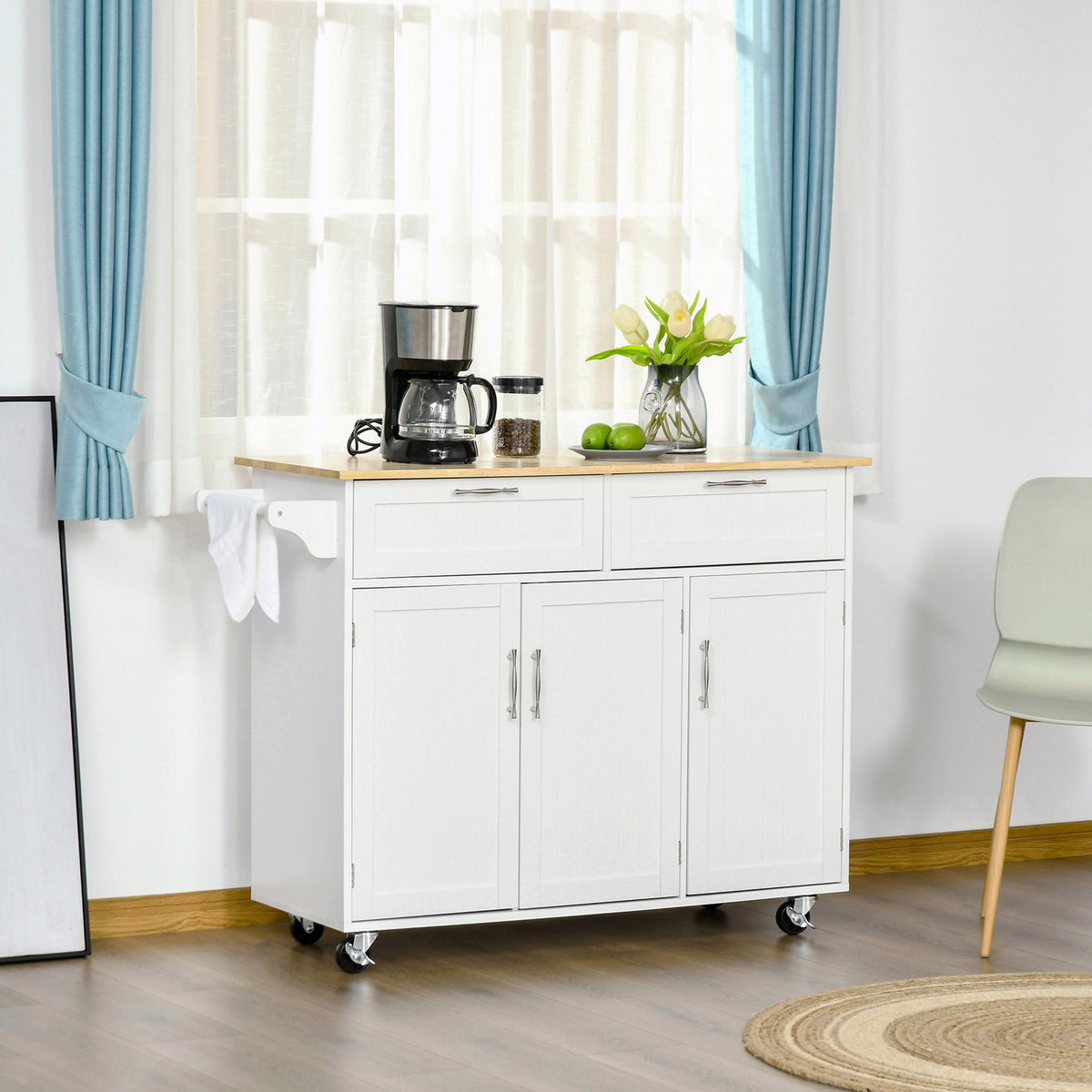 Kitchen Island with Storage and Solid Wood Top – 48"W x 36"H