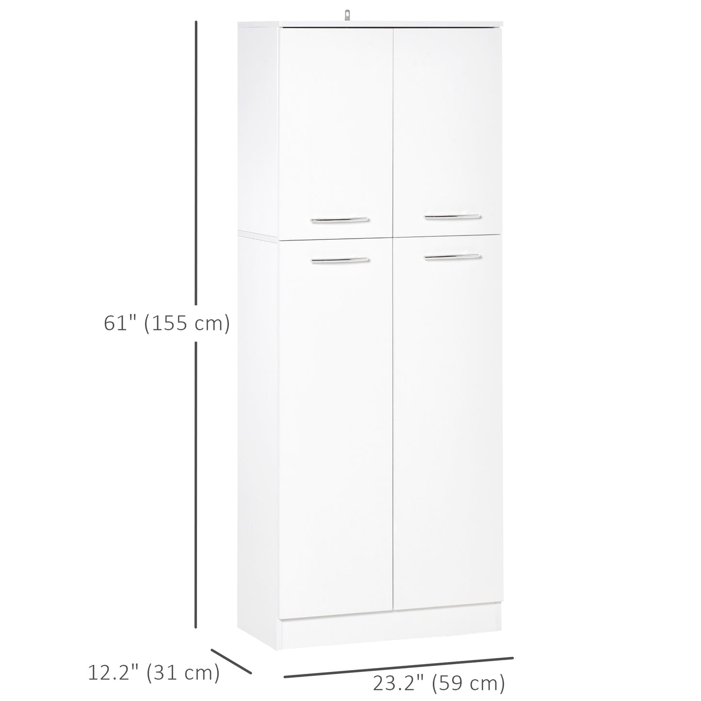 HOMCOM Pantry Cabinet White 61" Tall Freestanding