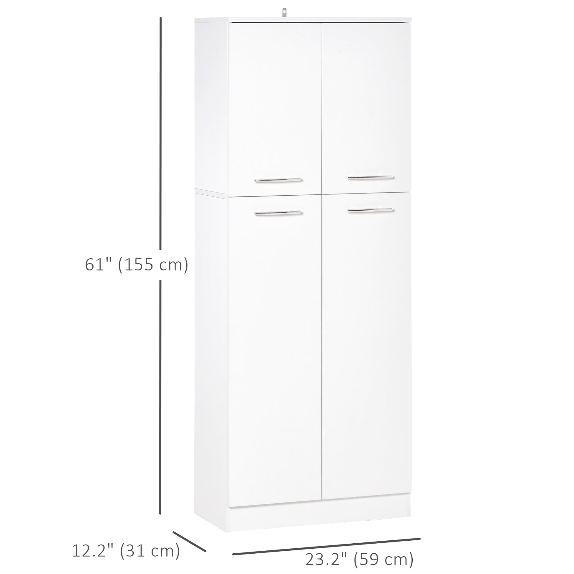 HOMCOM Pantry Cabinet White 61" Tall Freestanding
