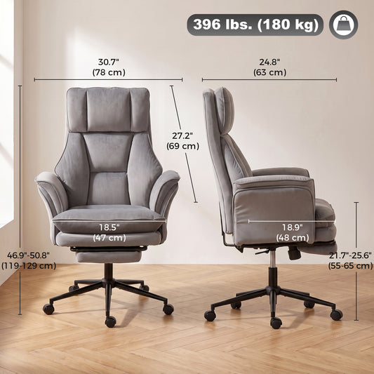 Cross Legged Office Chair with Footrest, Grey