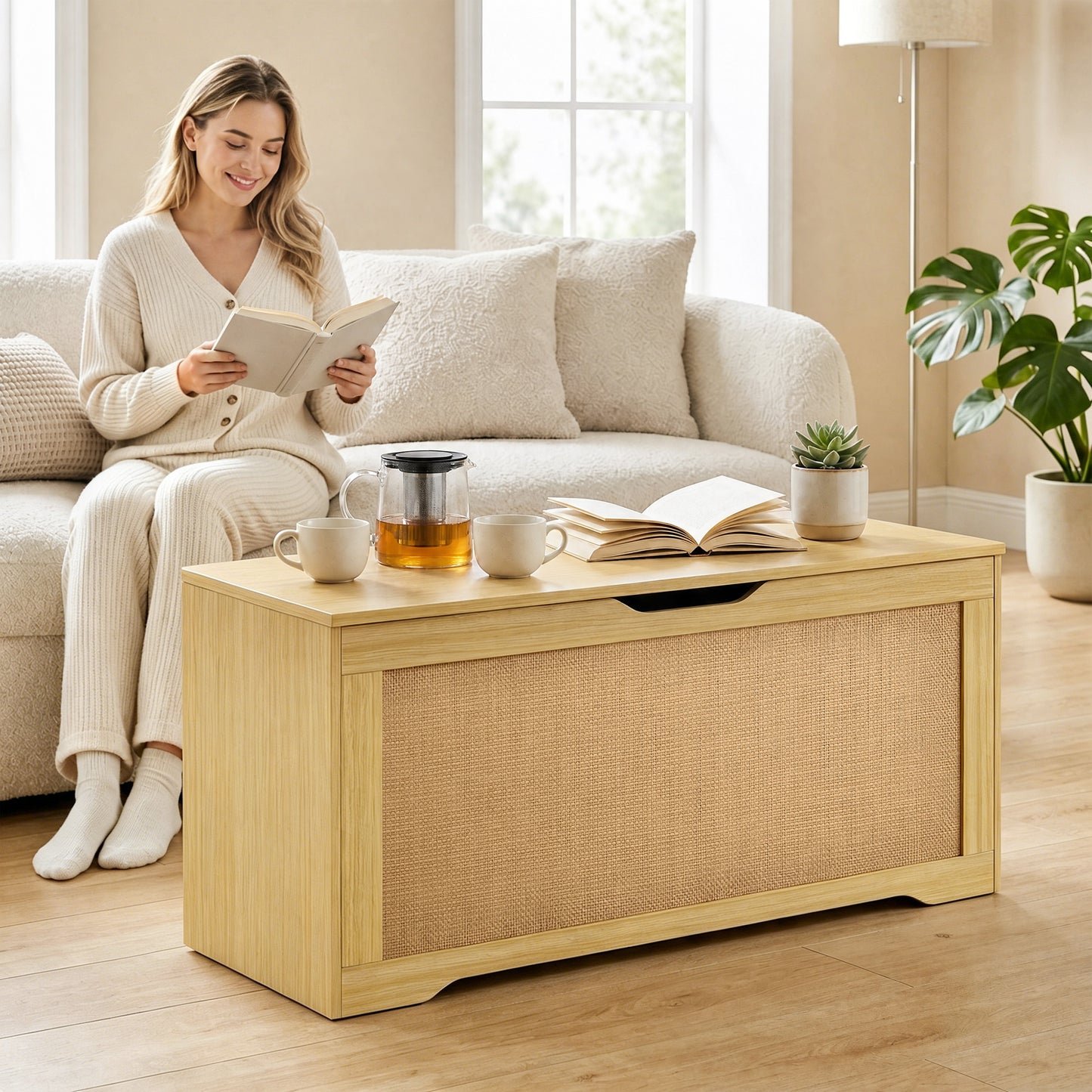 Storage Chest Lift Top Oak 39.4"