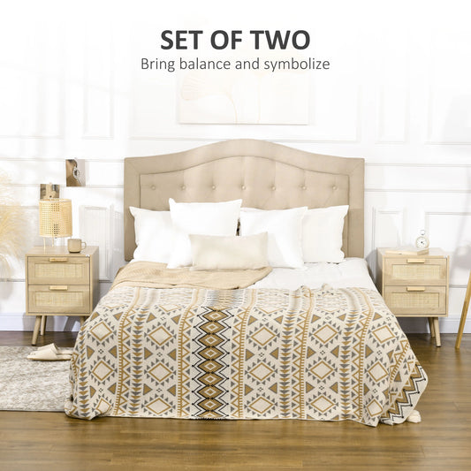 Boho Rattan Design Nightstand Set