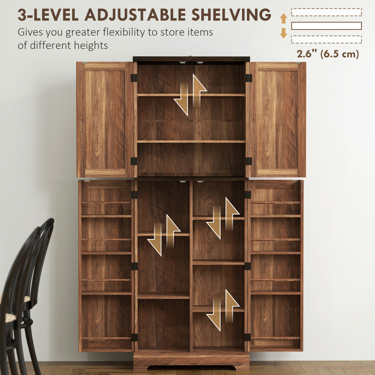 Tall Kitchen Pantry Cabinet with Spice Racks and Adjustable Shelves – 24"W x 64"H