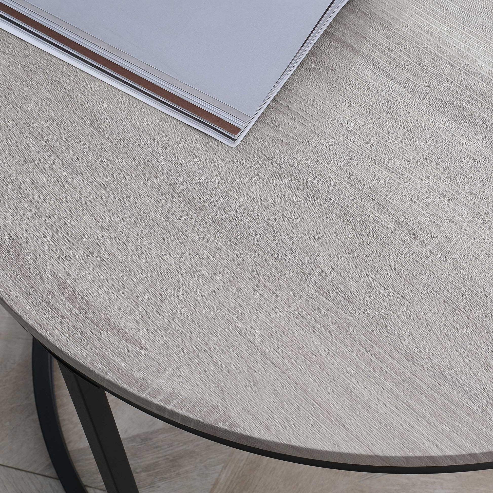 HOMCOM Modern Round Nesting Coffee Tables Set, Metal Frame, Grey Wood Grain