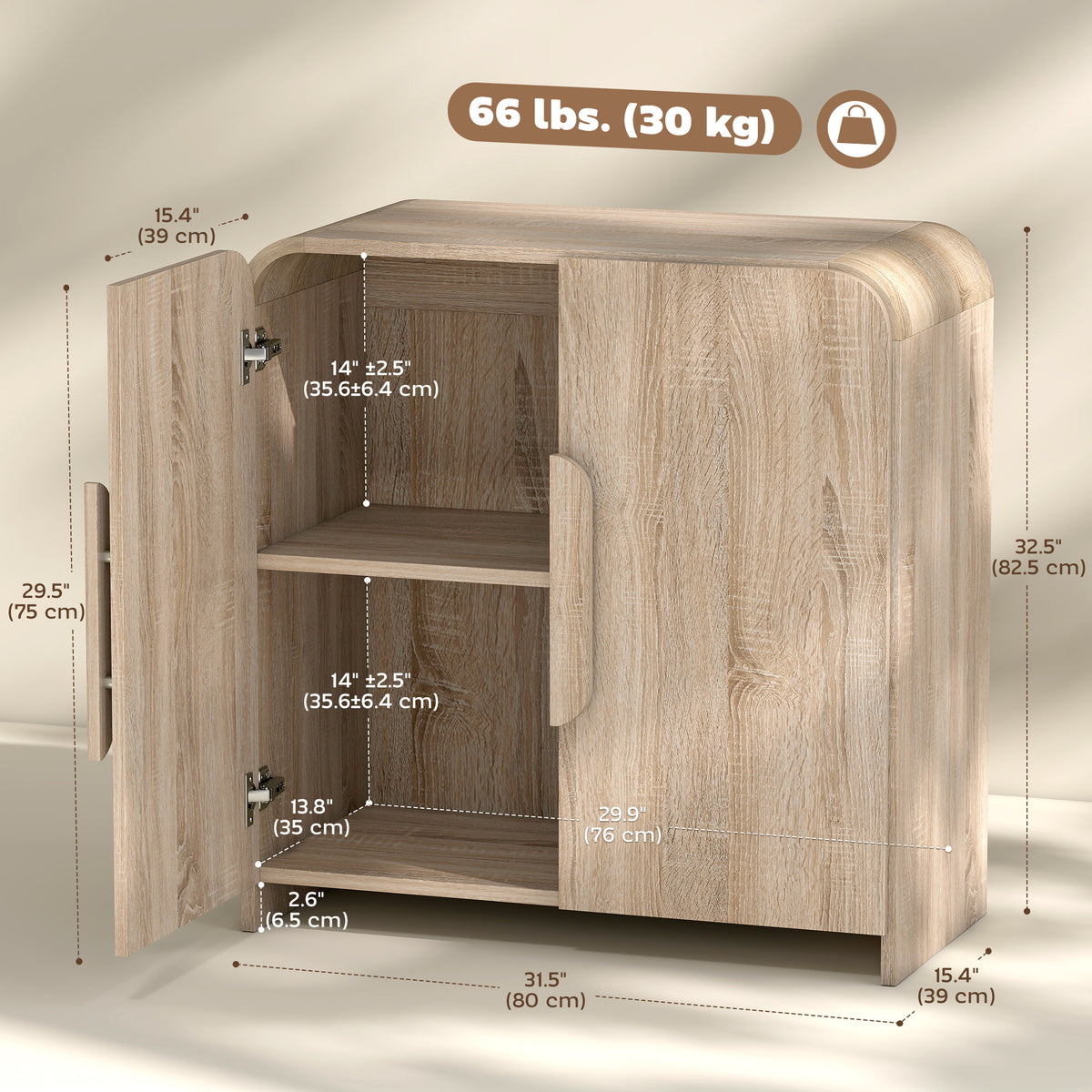 Modern Kitchen Storage Cabinet with Soft-Close Door and Adjustable Shelf – 31"W x 32"H