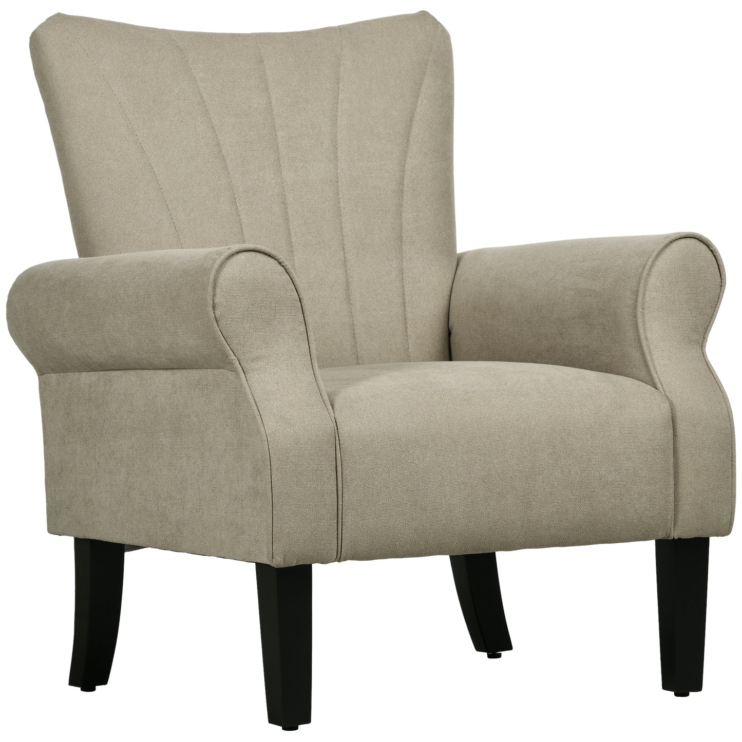 Modern Fabric Accent Armchair with Solid Rubberwood Legs for Living Room Bedroom Office