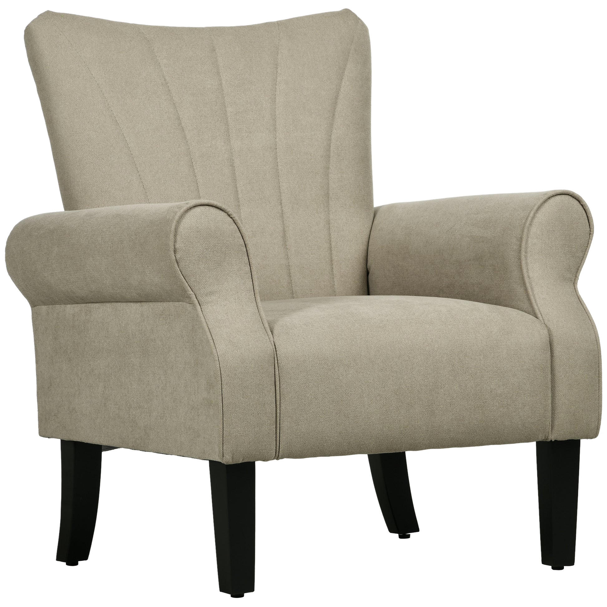 Modern Fabric Accent Armchair with Solid Rubberwood Legs for Living Room Bedroom Office