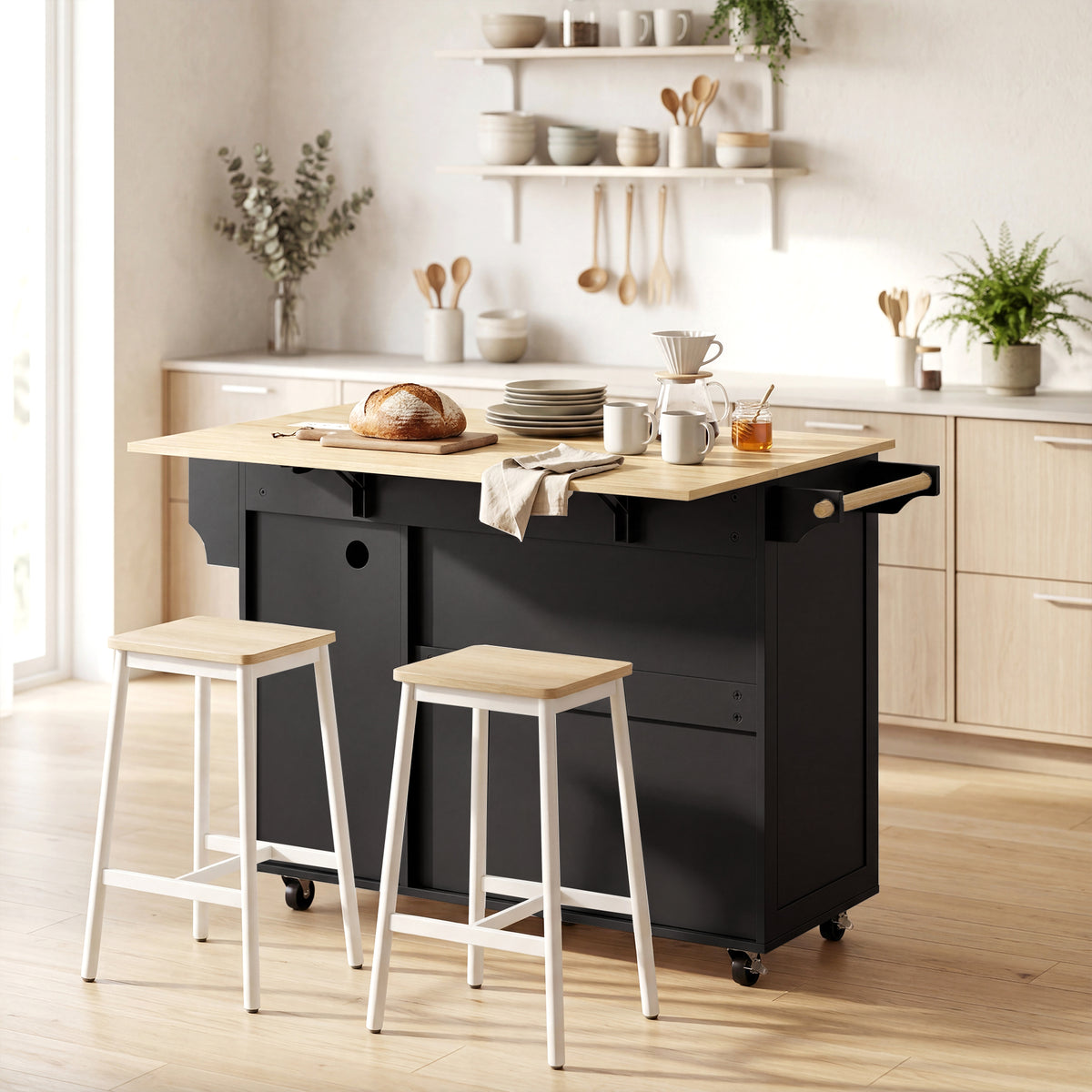 Kitchen Island with Drop Leaf – 53"W x 36"H