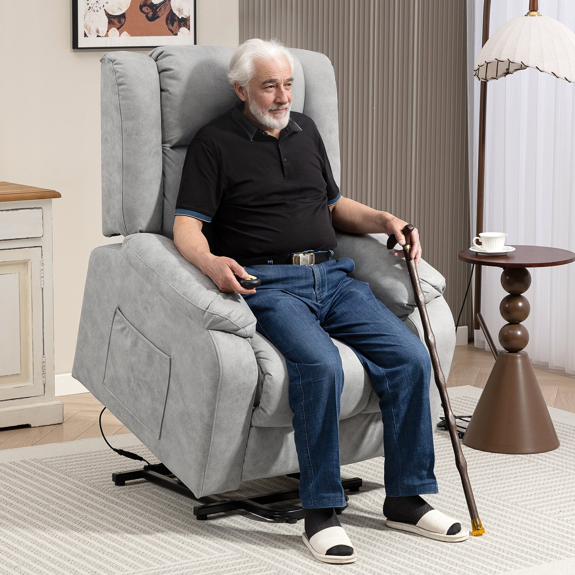 HOMCOM Power Lift Recliner Chair – Electric Adjustable Seat Light Grey