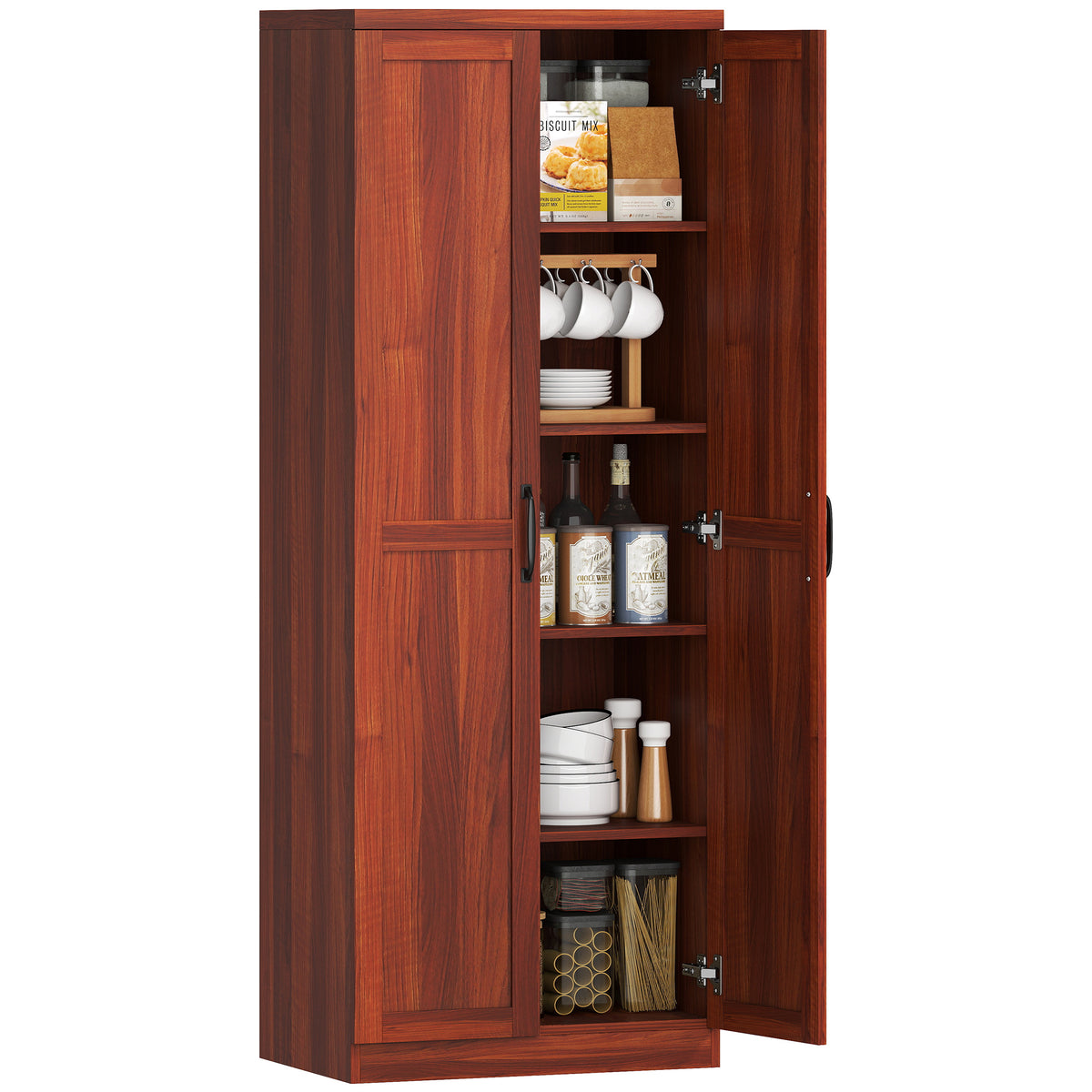 5-tier Pantry Cabinet with Doors and Adjustable Shelves – 24"W x 63"H