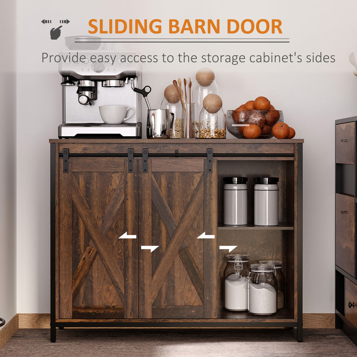Kitchen Sideboard with Sliding Barn Doors – 39"W x 32"H