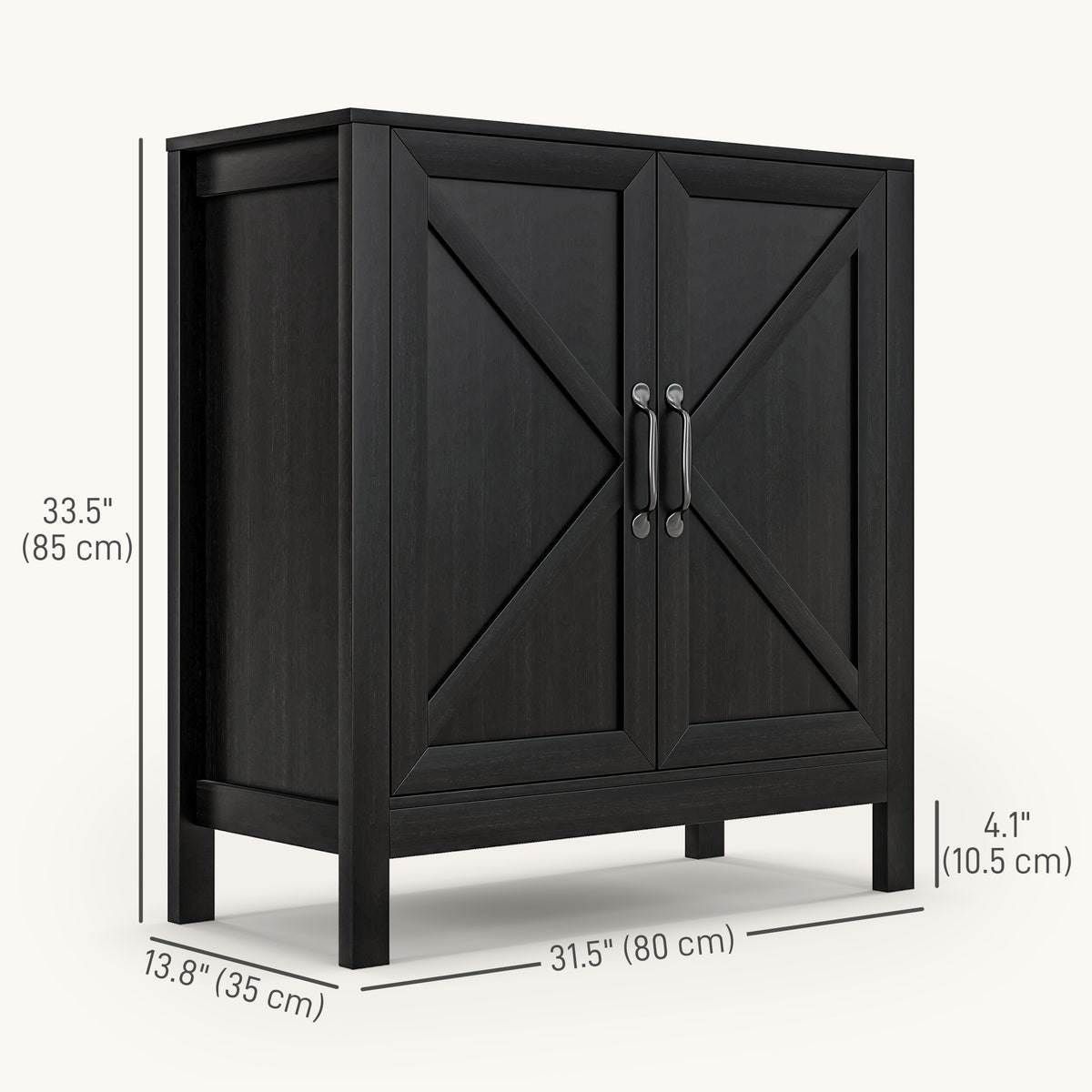 Kitchen Storage Cabinet with Barn Door and Adjustable Shelves – 32"W x 34"H