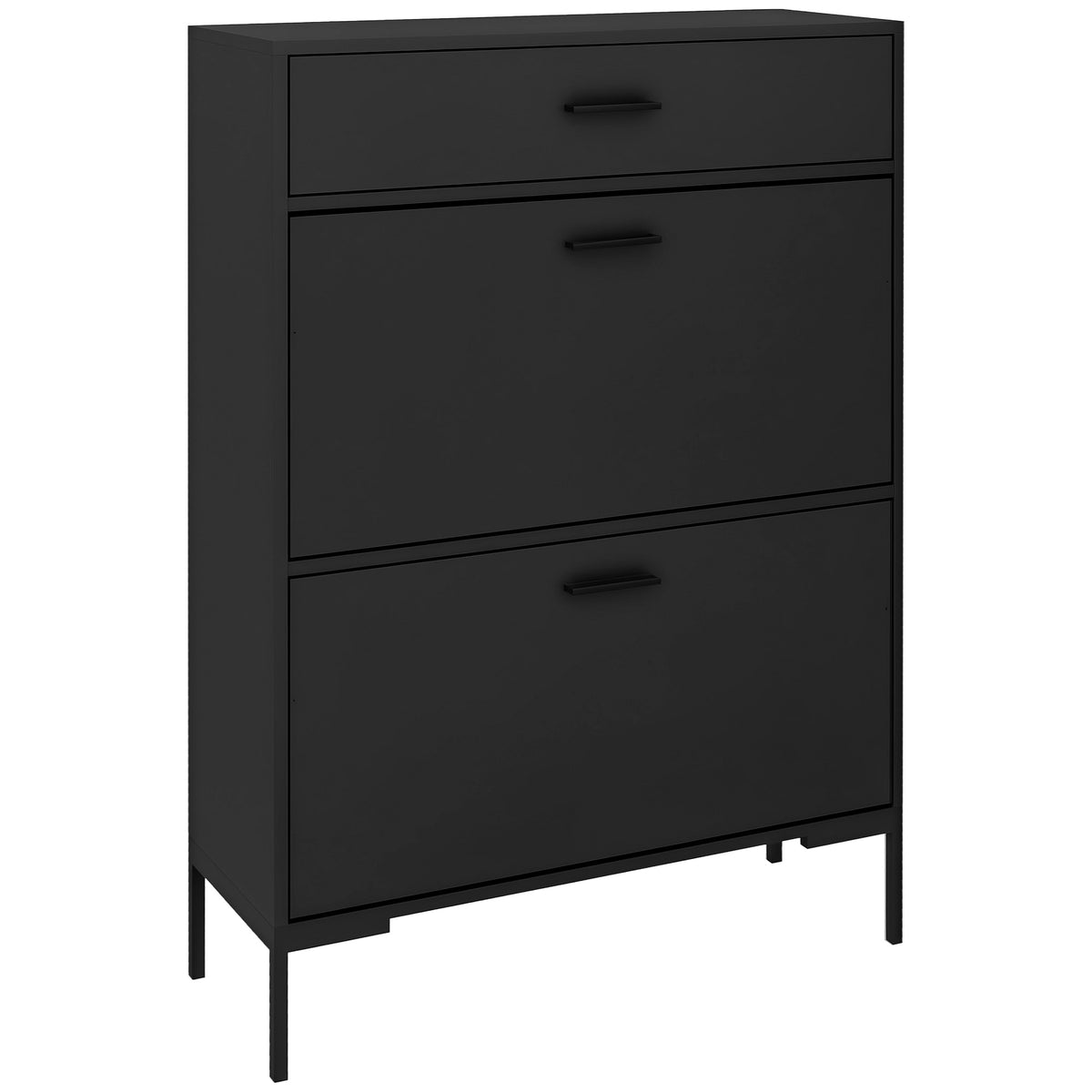Modern Shoe Cabinet with 2 Flip Doors and Drawer – 30"W x 43"H
