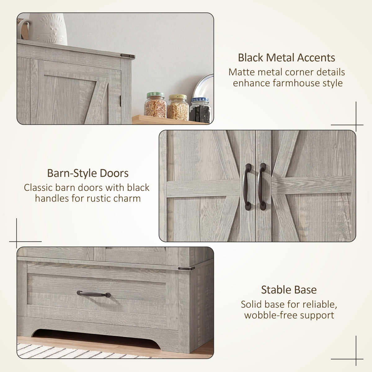 Farmhouse Pantry Cabinet with Adjustable Shelves – 32"W x 72"H