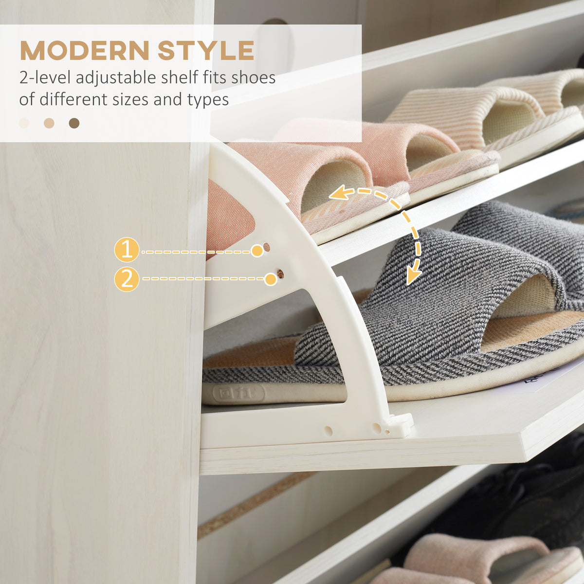 Modern Shoe Cabinet with 3 Flip Drawers and Adjustable Shelf – 28"W x 48"H