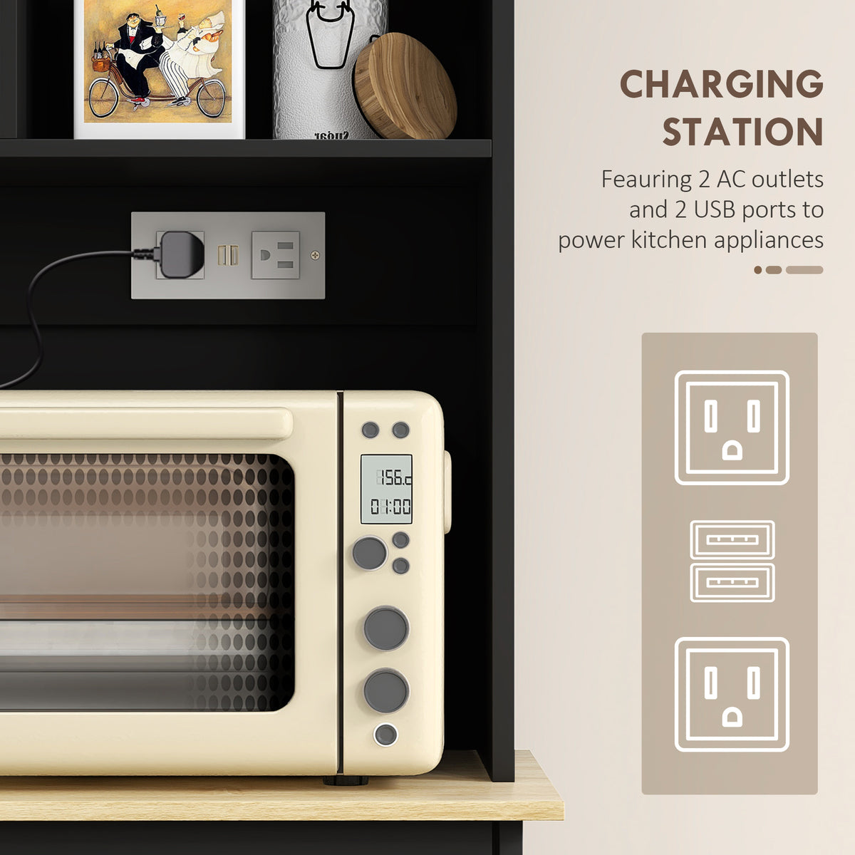 Kitchen Cabinet with Charging Station – 39"W x 68"H