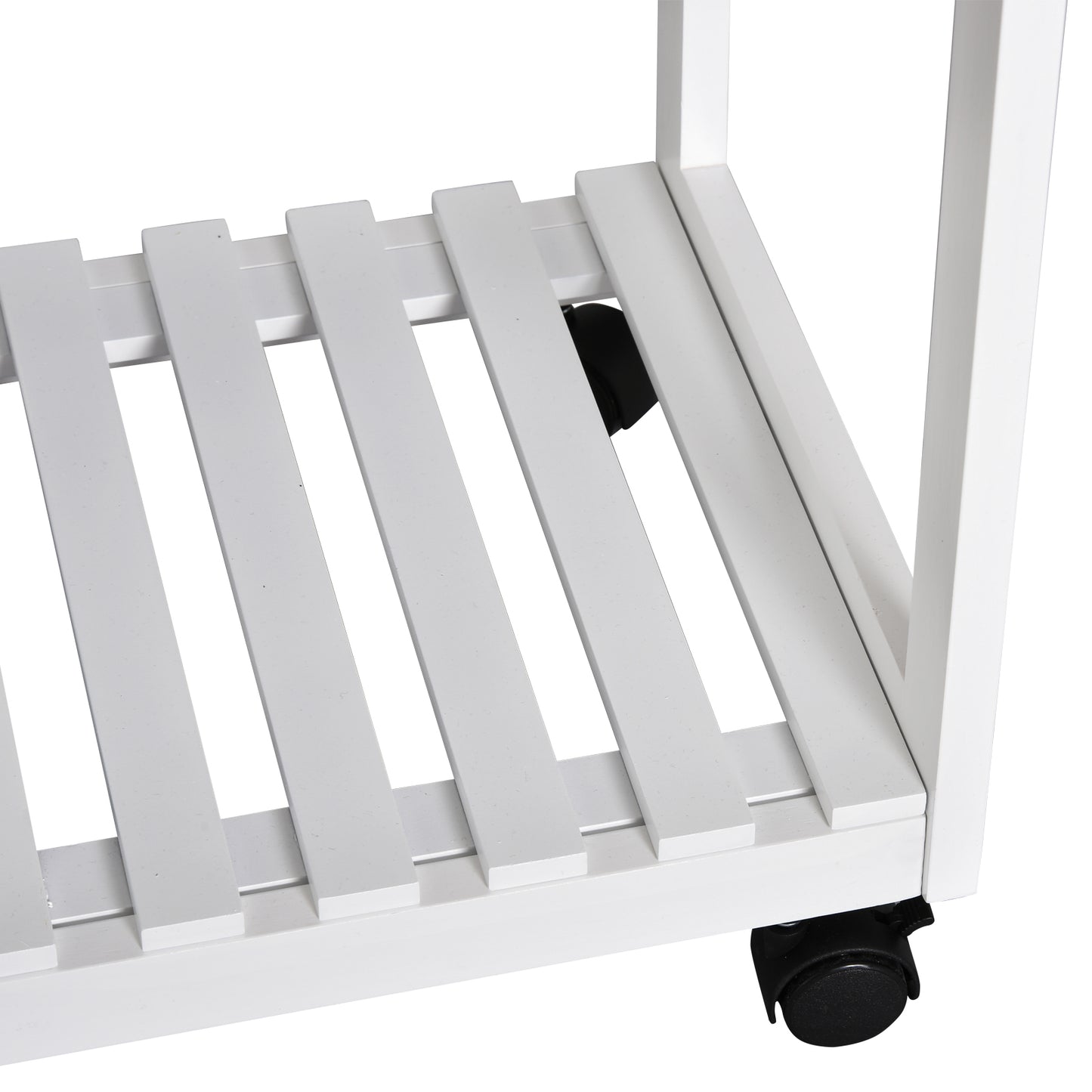 HOMCOM Kitchen Trolley 3-Piece Set with Drop Leaf Table, White