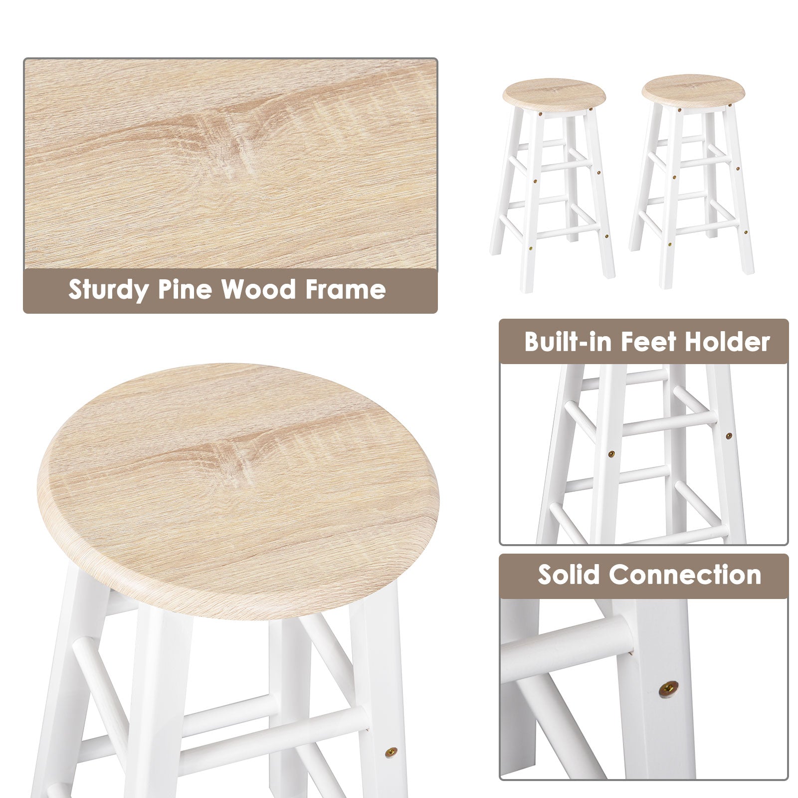 HOMCOM Kitchen Trolley 3-Piece Set with Drop Leaf Table, White