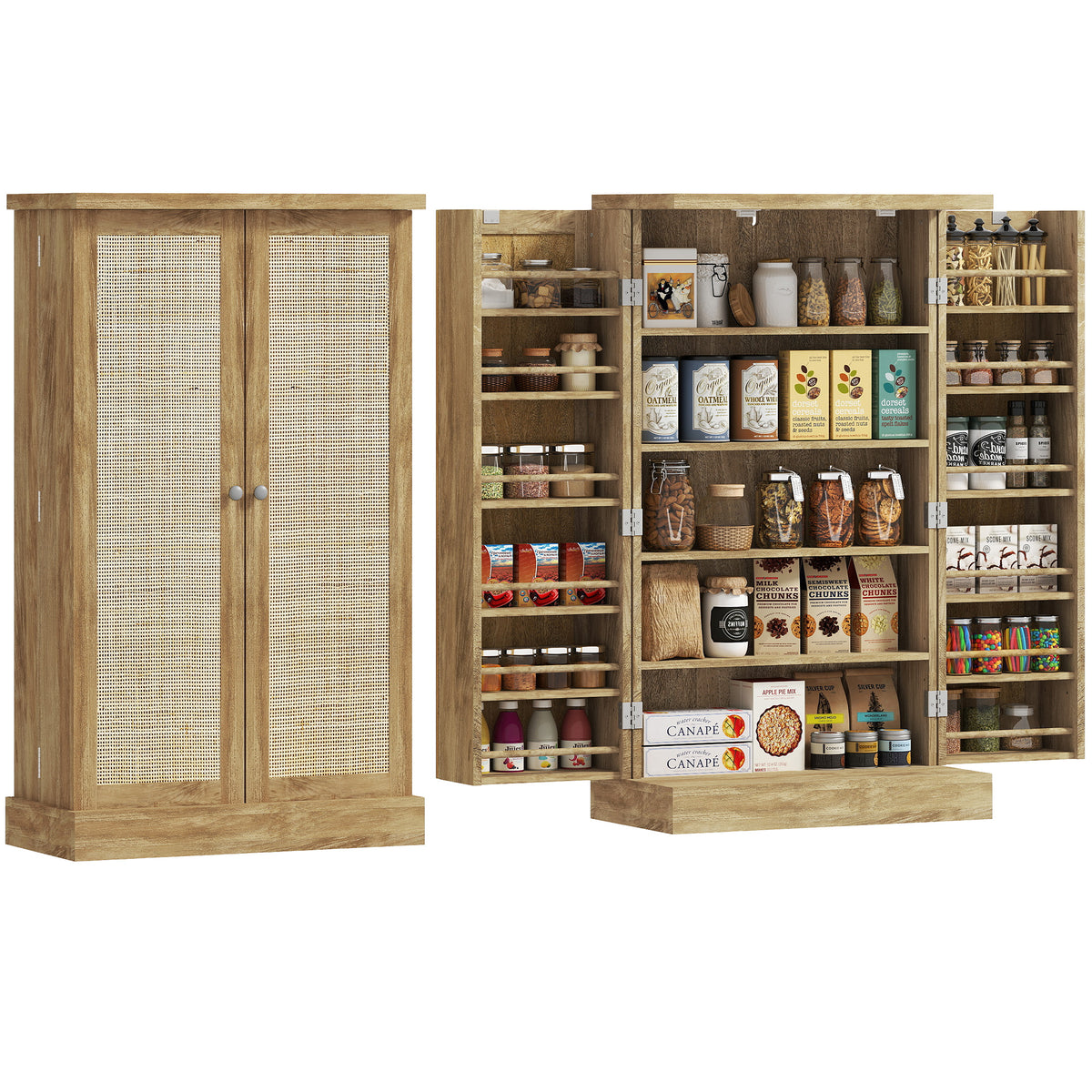 Rattan Kitchen Storage Cabinet – 24"W x 41"H