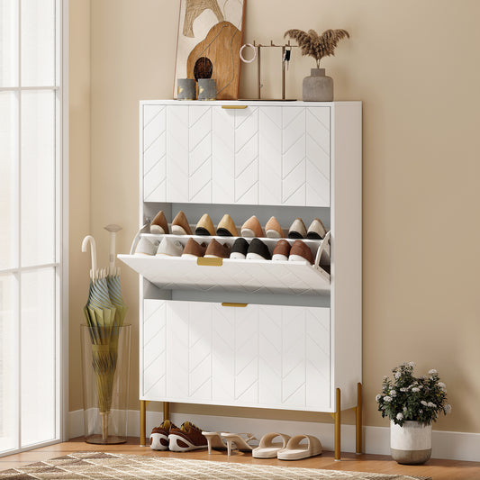 Shoe Cabinet with 3 Flip Drawers – 31"W x 50"H