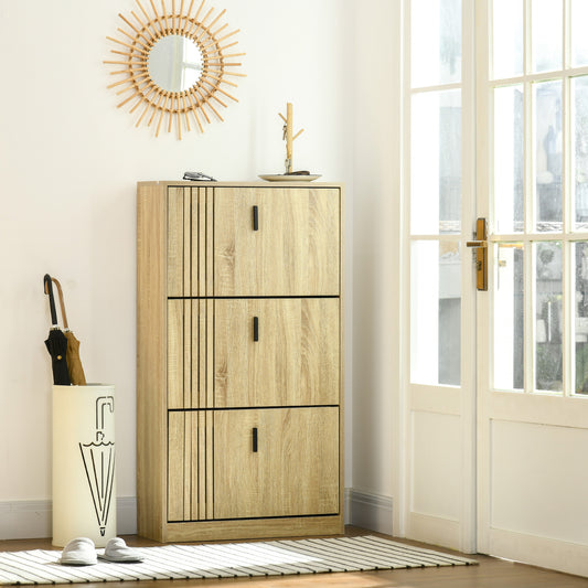 Shoe Cabinet with 3 Flip Drawers for 18 Pairs – 25"W x 46"H