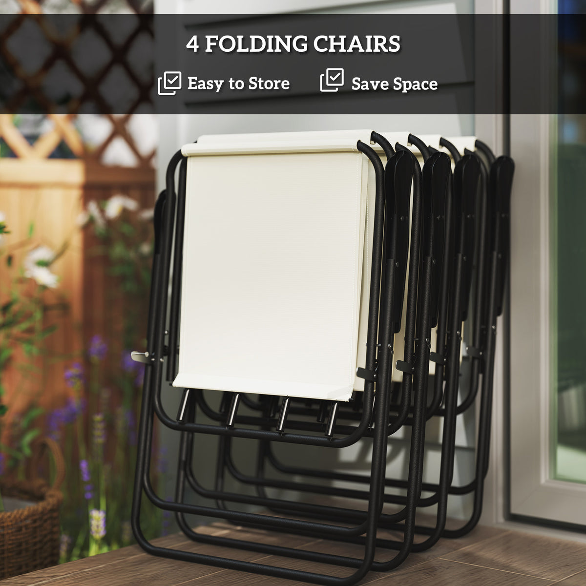 6 Pieces Patio Dining Set with Umbrella, Patio Furniture Set with Folding Chairs, Glass Table for Garden Backyard