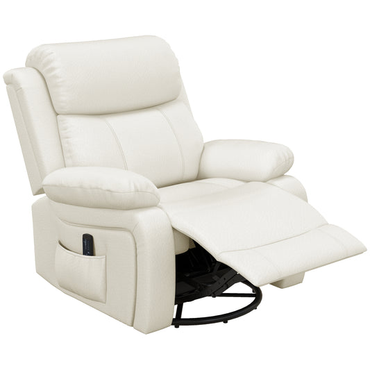 HOMCOM Luxurious PU Leather Swivel Rocker Recliner with Vibration Massage & Remote