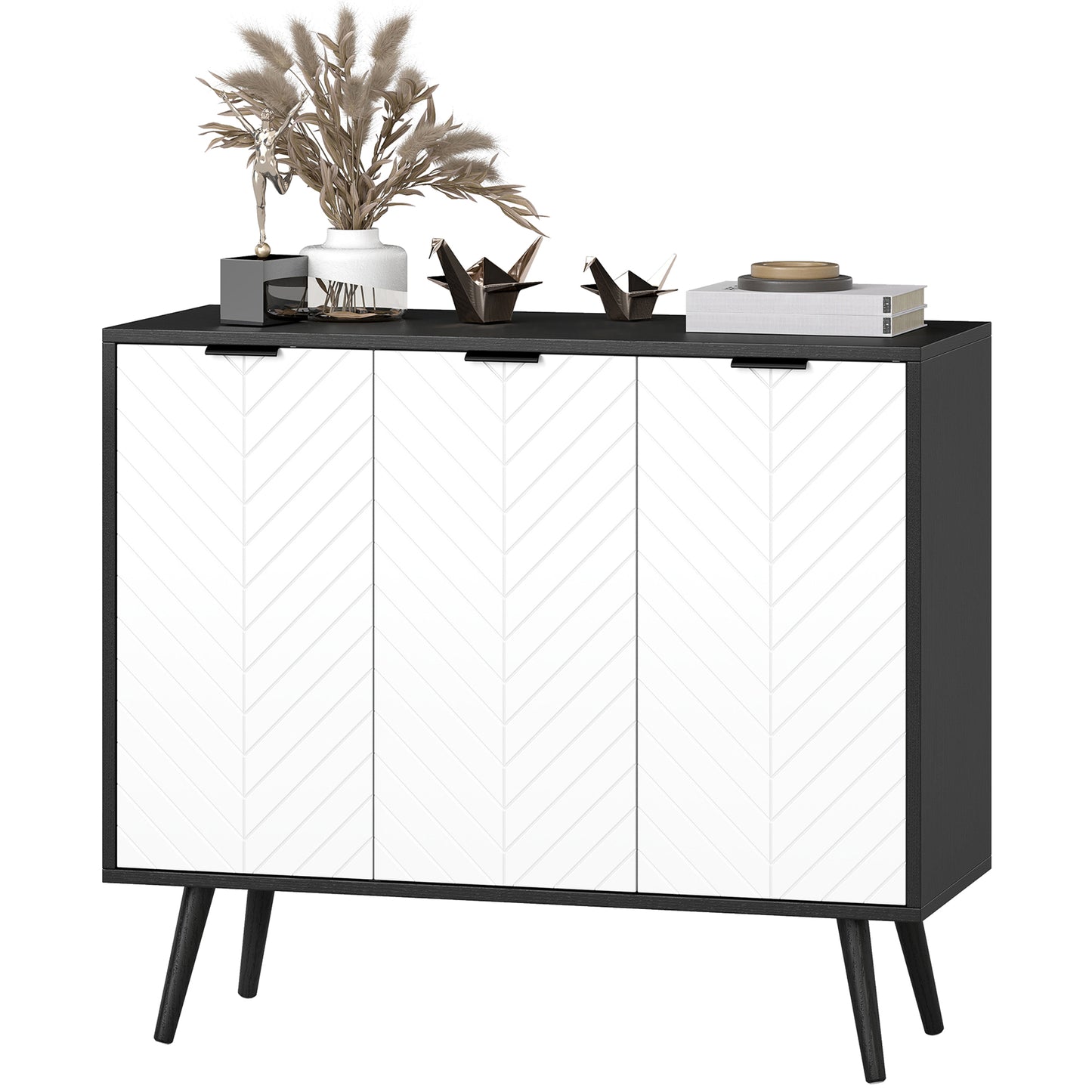 HOMCOM Modern Sideboard Buffet Black with Adjustable Shelves