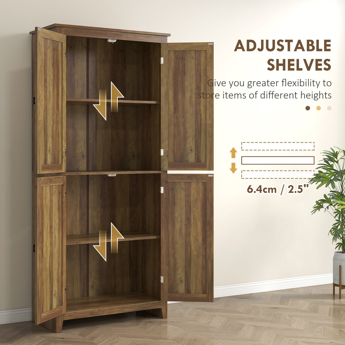 Kitchen Pantry Cabinet with Doors and Shelves – 32"W x 72"H