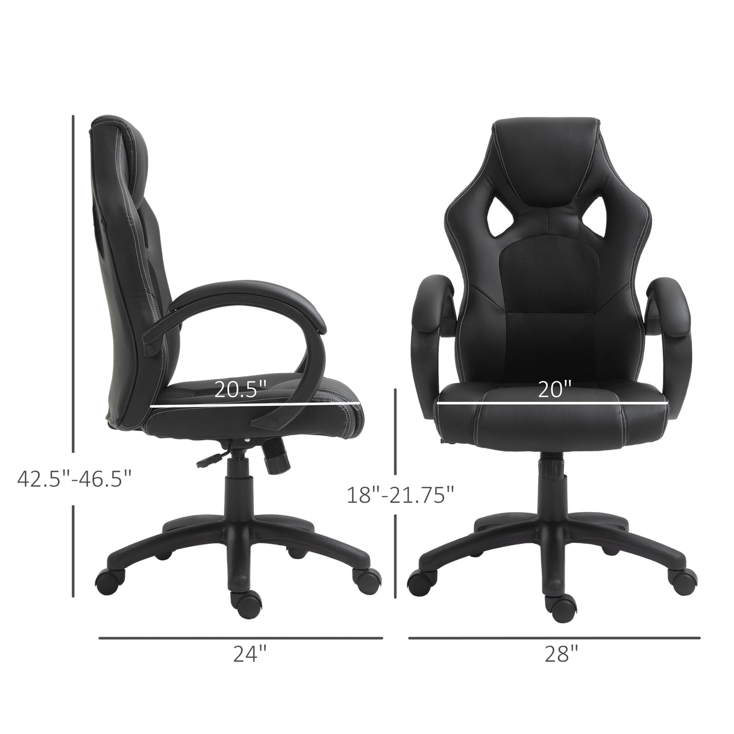 HOMCOM Ergonomic Racing Style High-Back Executive Swivel Office Gaming Chair Black