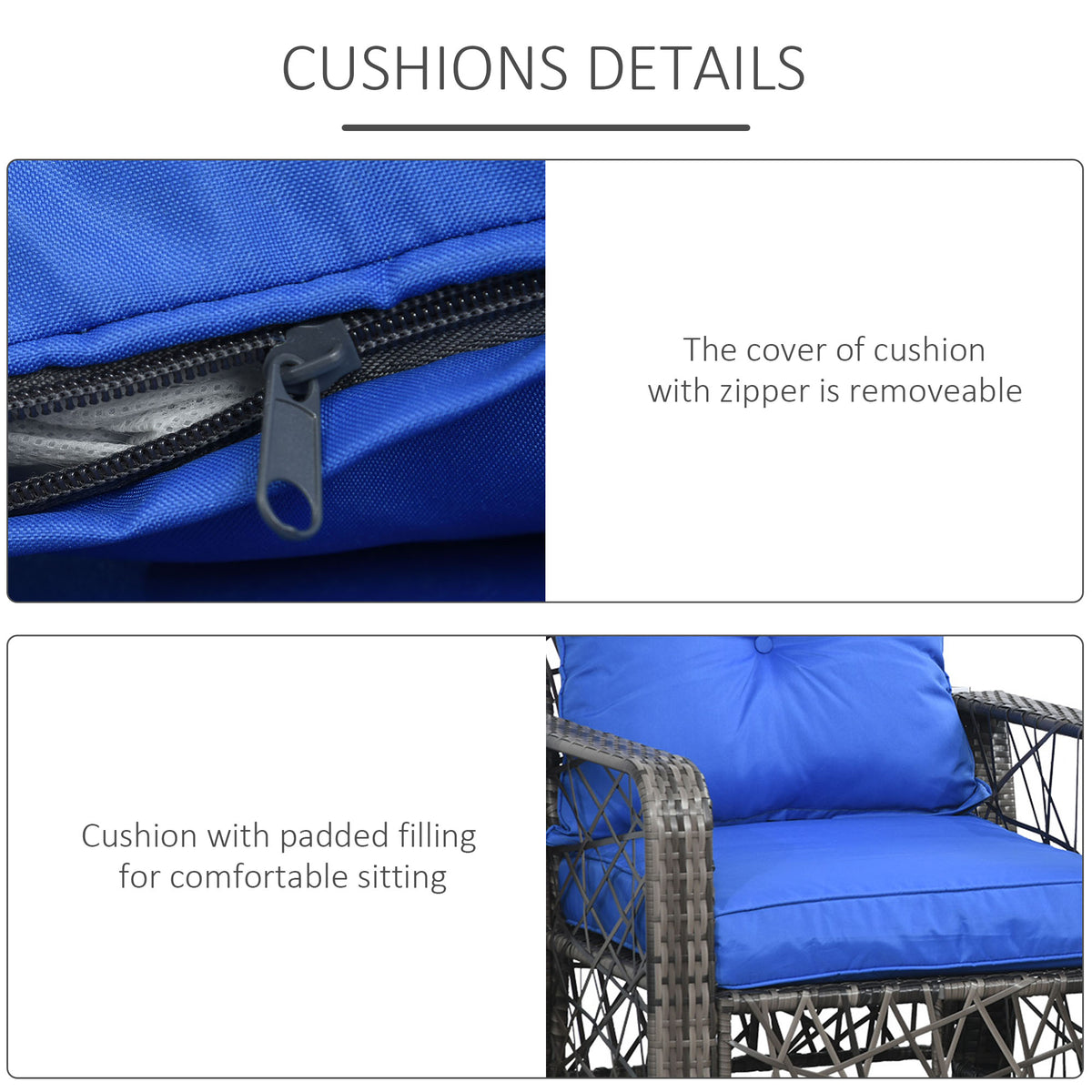 3 Pieces Wicker Patio Furniture Set, Rattan Bistro Set with Storage Coffee Table and Thickened Cushions, Outdoor Conversation Set for Garden, Porch, Balcony