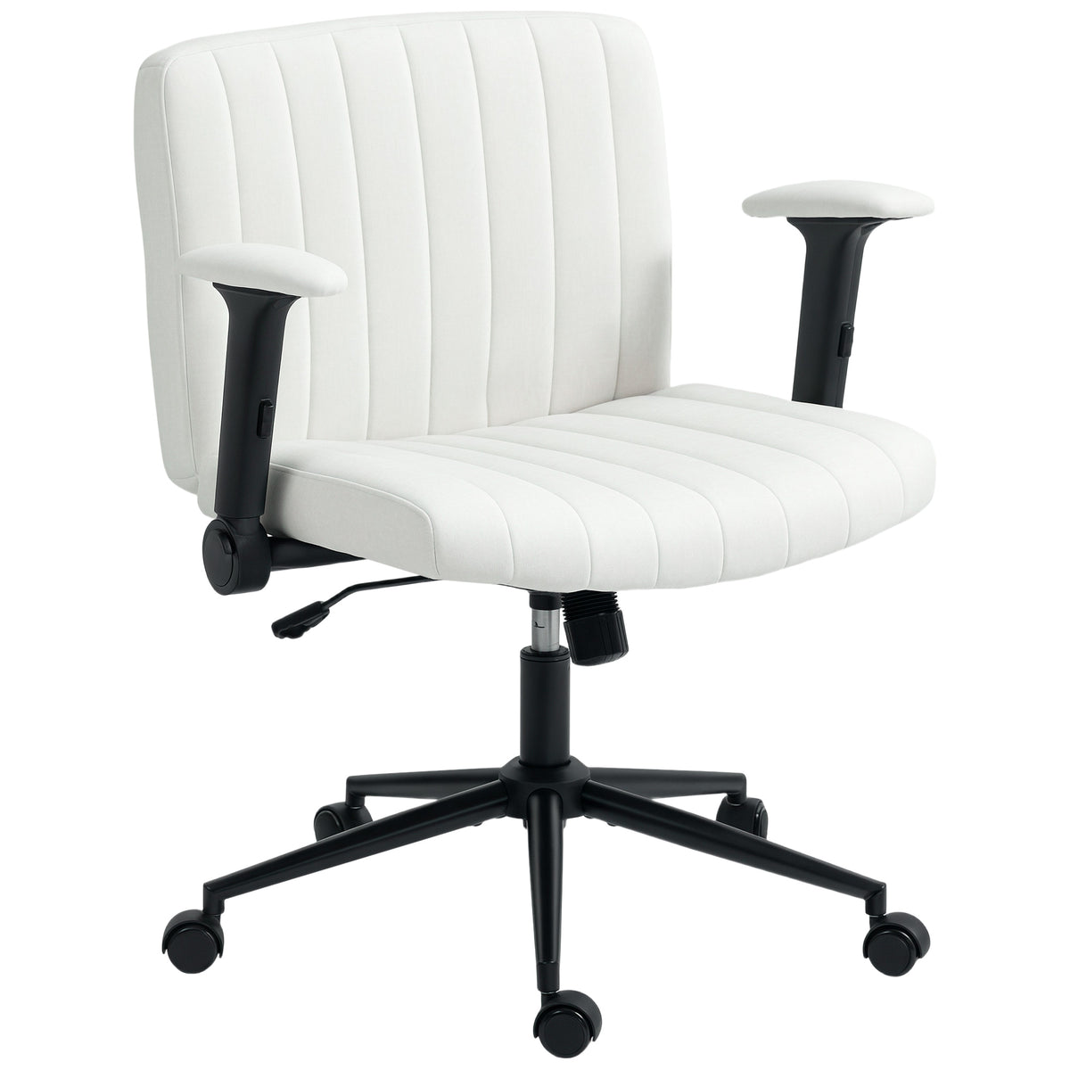 Criss Cross Chair with Flip-up Armrests, Wheels, Cream White